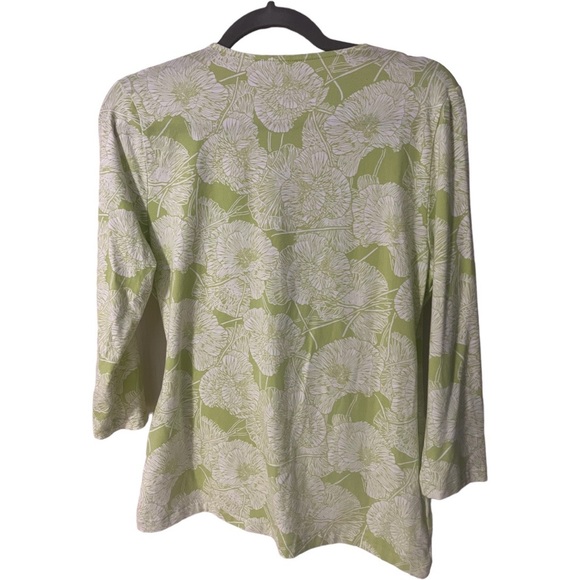 Talbots 3/4 sleeve top in green & white and size large - Picture 8 of 8
